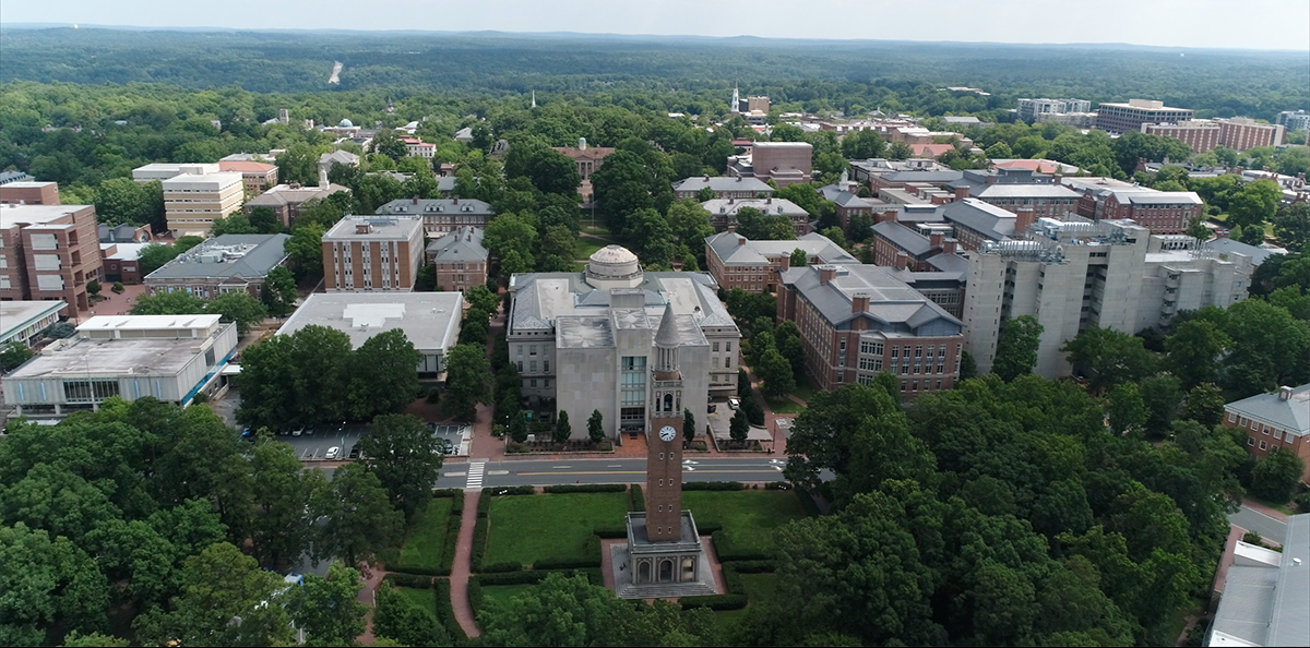 An aerial photo of UNC-Chapel Hill campus.